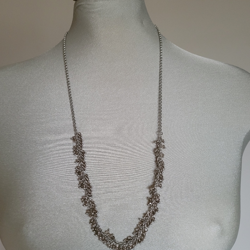 Banana republic beaded silver long necklace